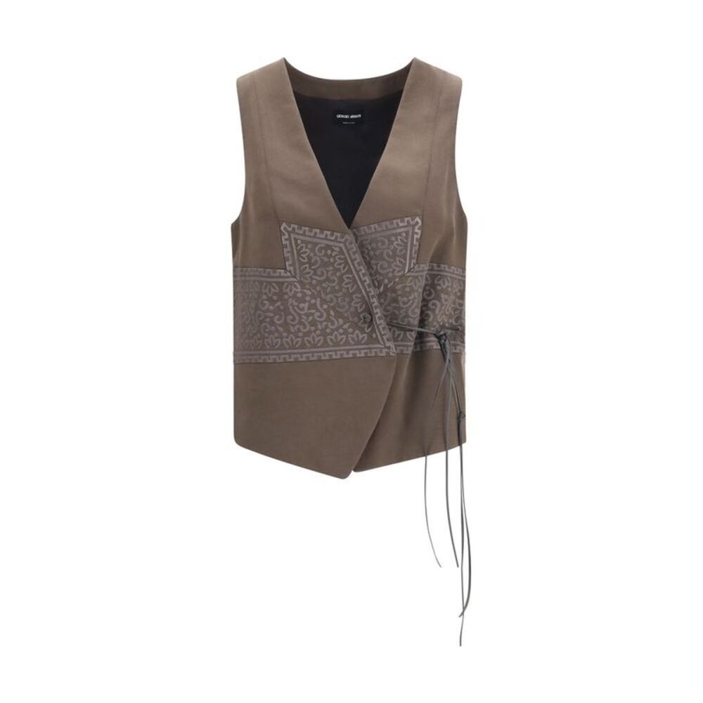 Giorgio Armani Brown Silk Sleeveless Women's Jacket